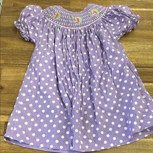 Girls Smocked Purple Unicorn Dress